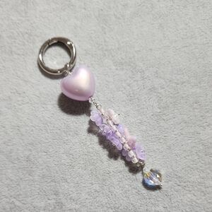 Purple Heart & Floral Charms Keychain